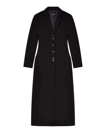 CELINE BUTTON UP TRENCH COAT - BLACK
