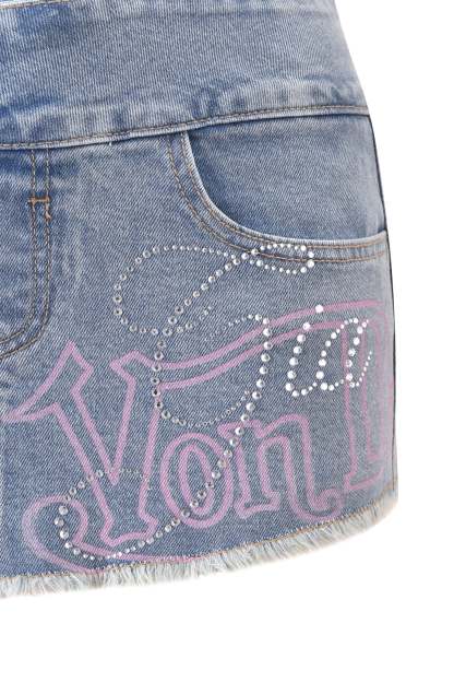 I.AM.GIA X VON DUTCH SYNDRA DENIM MINI SKORT - LIGHT WASH DENIM