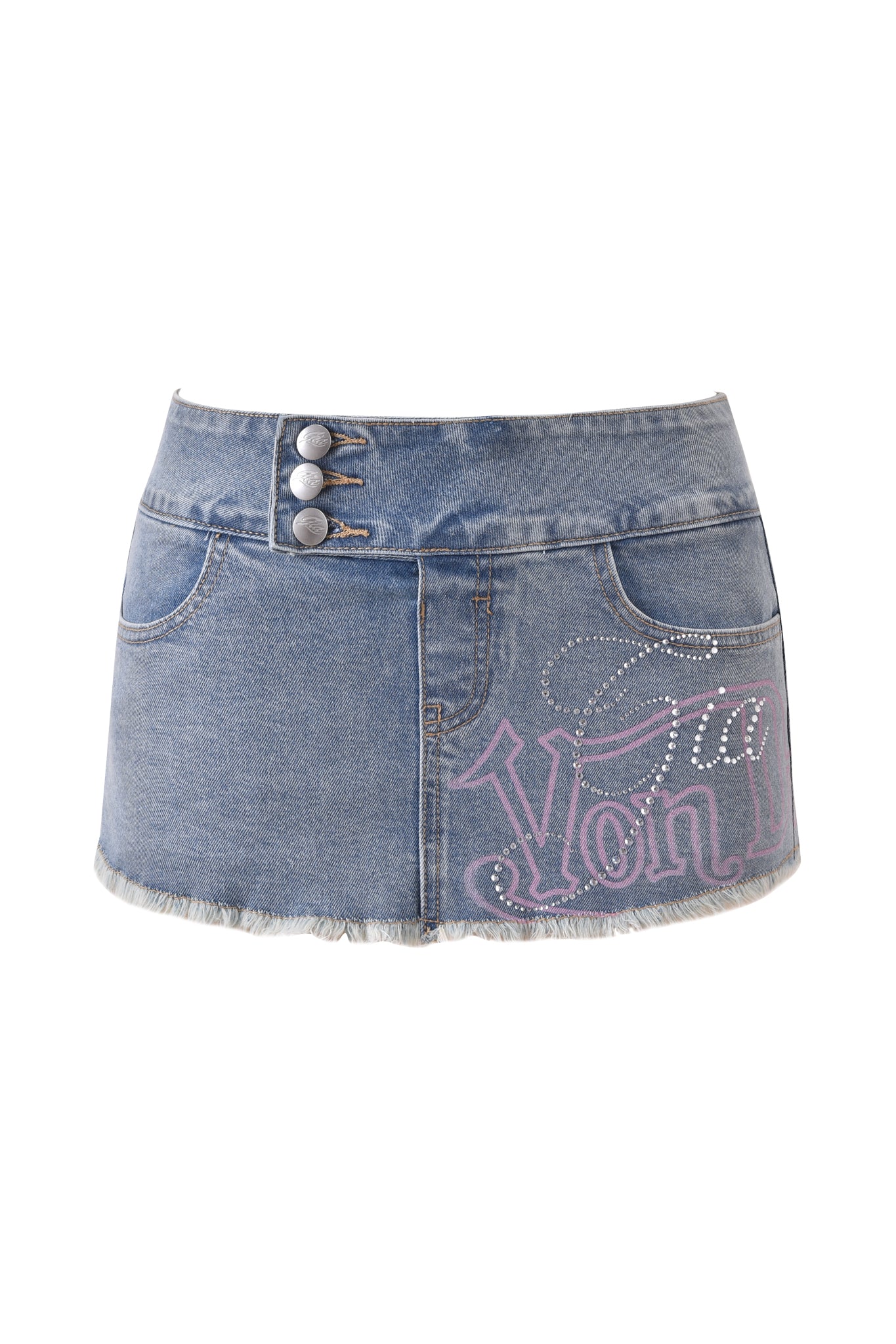 I.AM.GIA X VON DUTCH SYNDRA DENIM MINI SKORT - LIGHT WASH DENIM