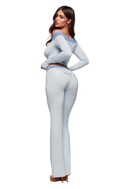 BLARE LOWER RISE TRACKPANT - TWO TONE POWDER BLUE