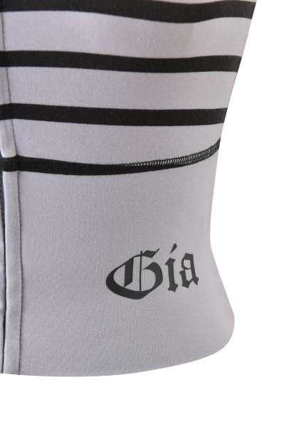 BLARE ZIP BOOB TUBE - GREY AND BLACK STRIPE
