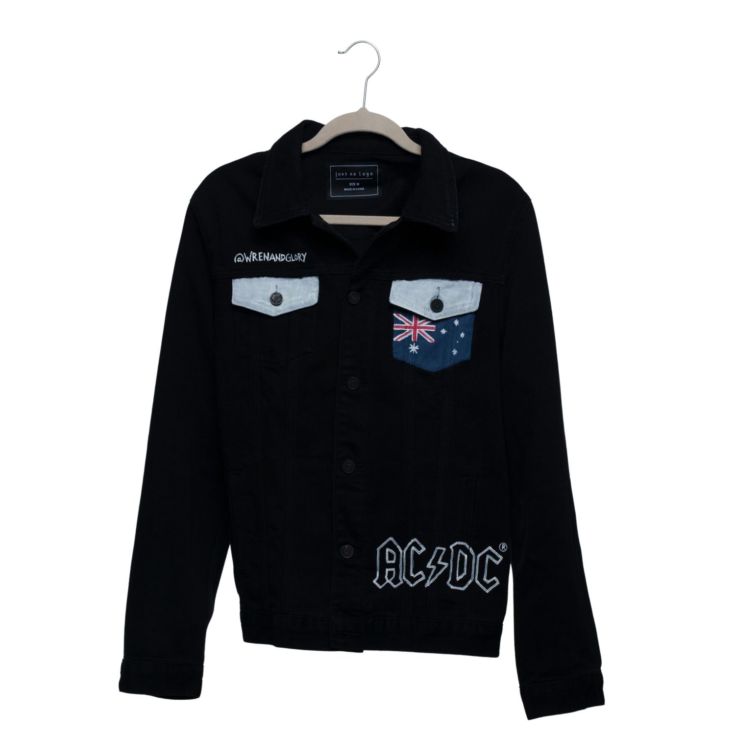 AC/DC Hand Painted Men's Denim Jacket