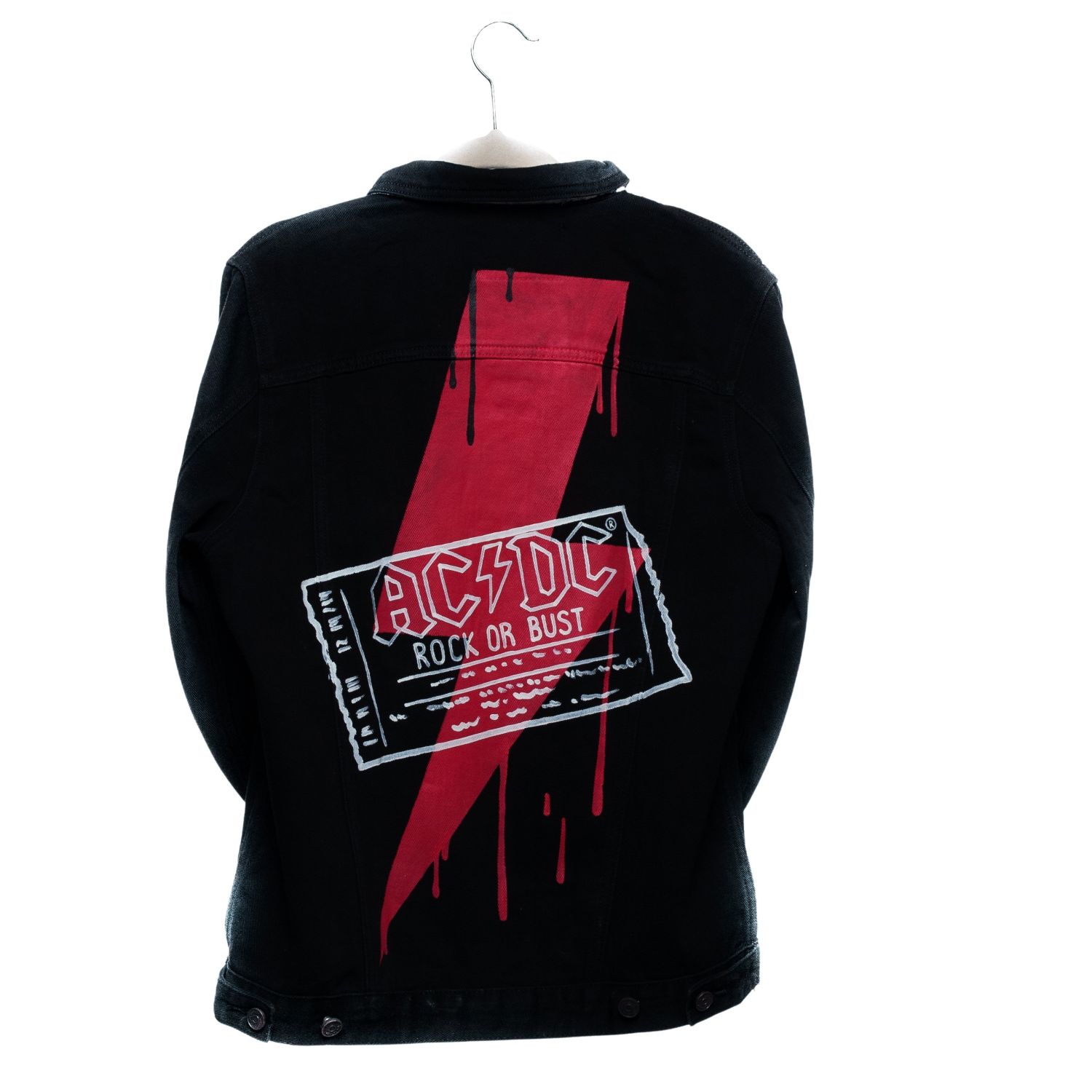 AC/DC Hand Painted Men's Denim Jacket