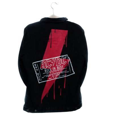 AC/DC Hand Painted Men's Denim Jacket