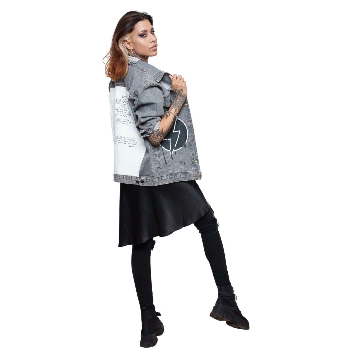 AC/DC Hand Painted Women's Denim Jacket