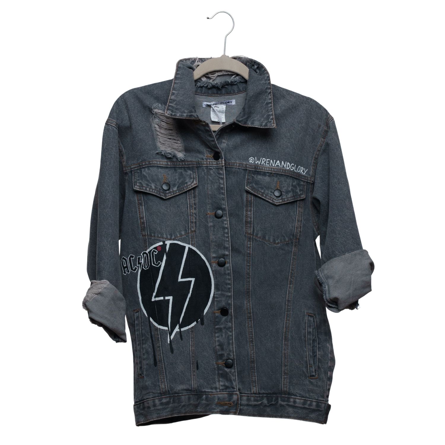 AC/DC Hand Painted Women's Denim Jacket