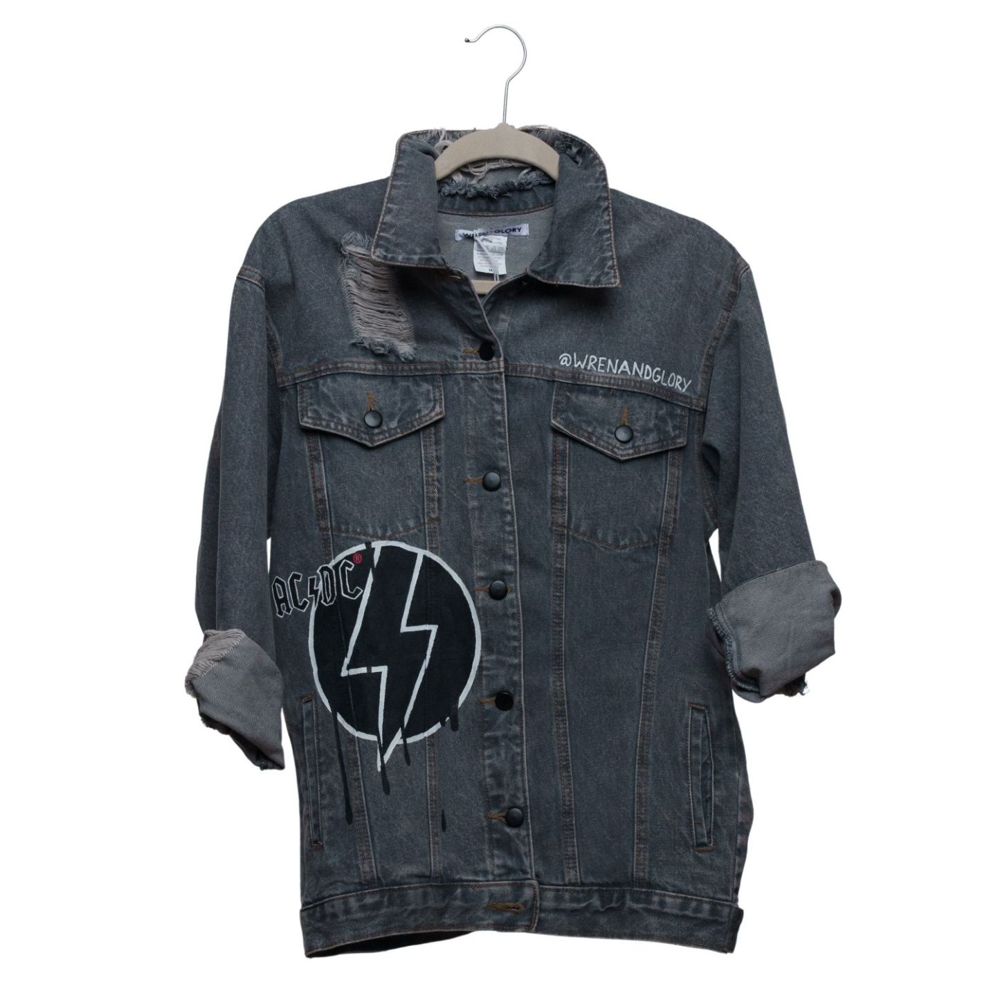 AC/DC Hand Painted Women's Denim Jacket