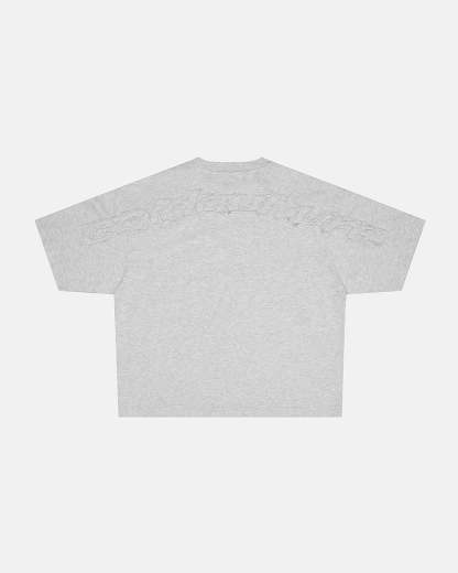 DISTRESS CURVED TEE HEATHER GREY