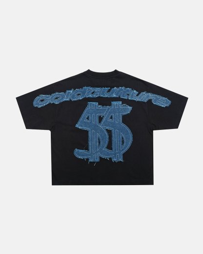 DISTRESSED DOLLAR TEE BLACK