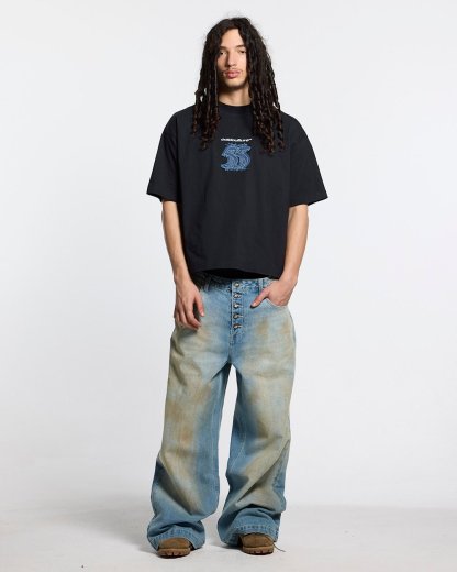 DISTRESSED DOLLAR TEE BLACK