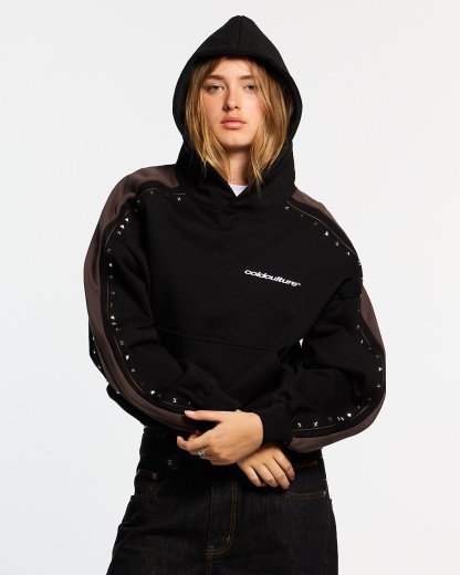 SCRIPT STUDS HOODIE BLACK