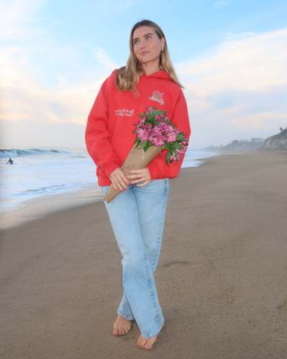 "What If" Oversized Lux Hoodie in Red