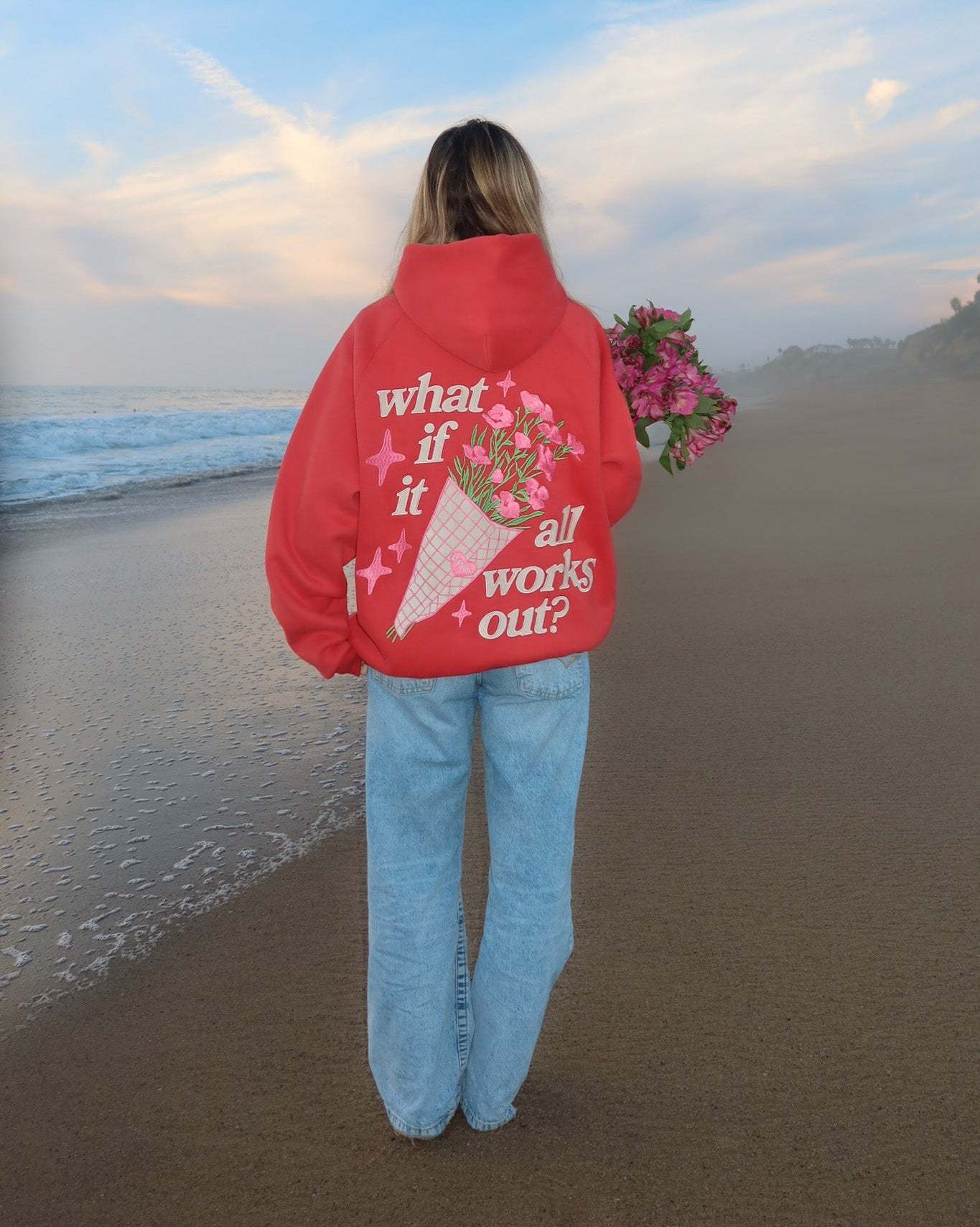 "What If" Oversized Lux Hoodie in Red