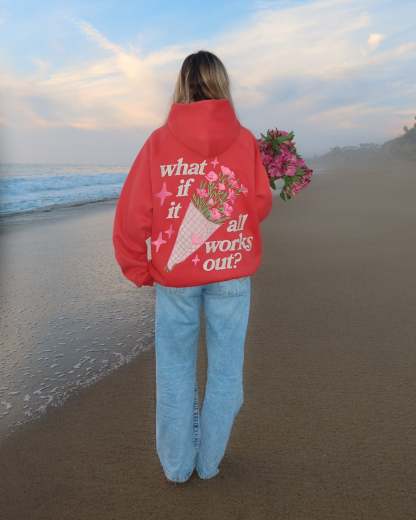 "What If" Oversized Lux Hoodie in Red