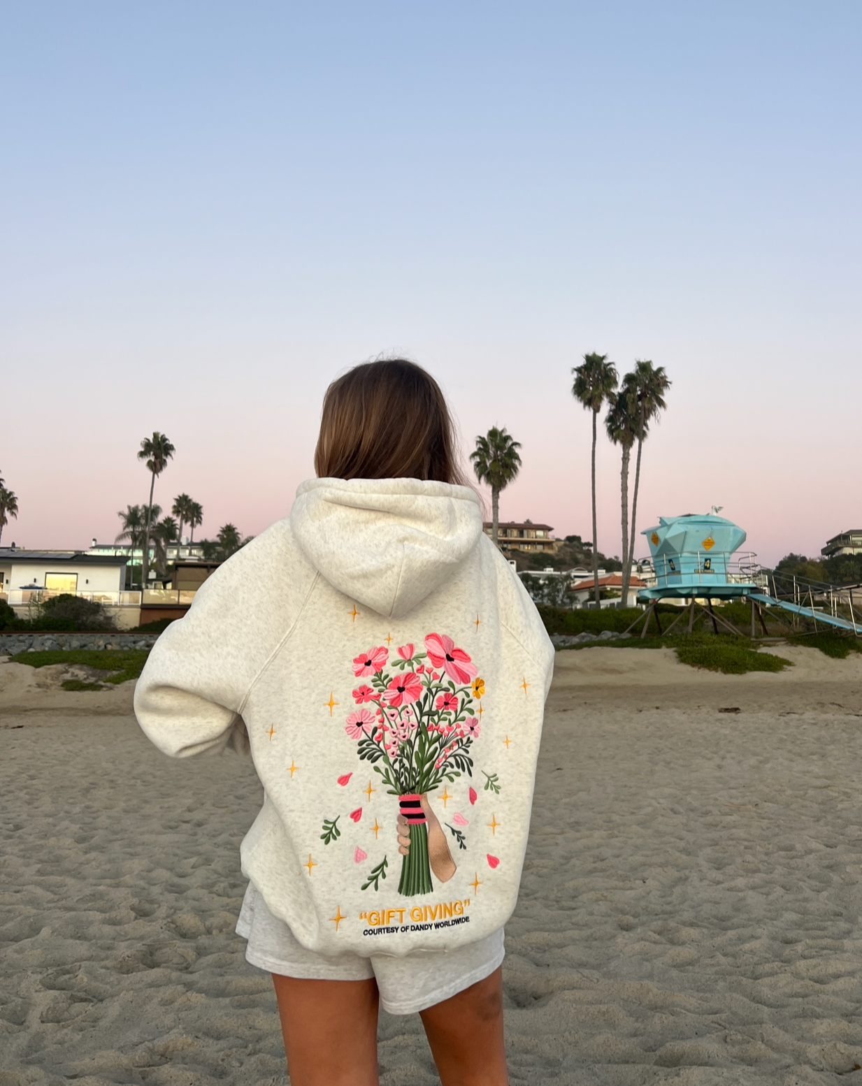 "Gift Giving" Oversized Lux Hoodie in Heather Gray