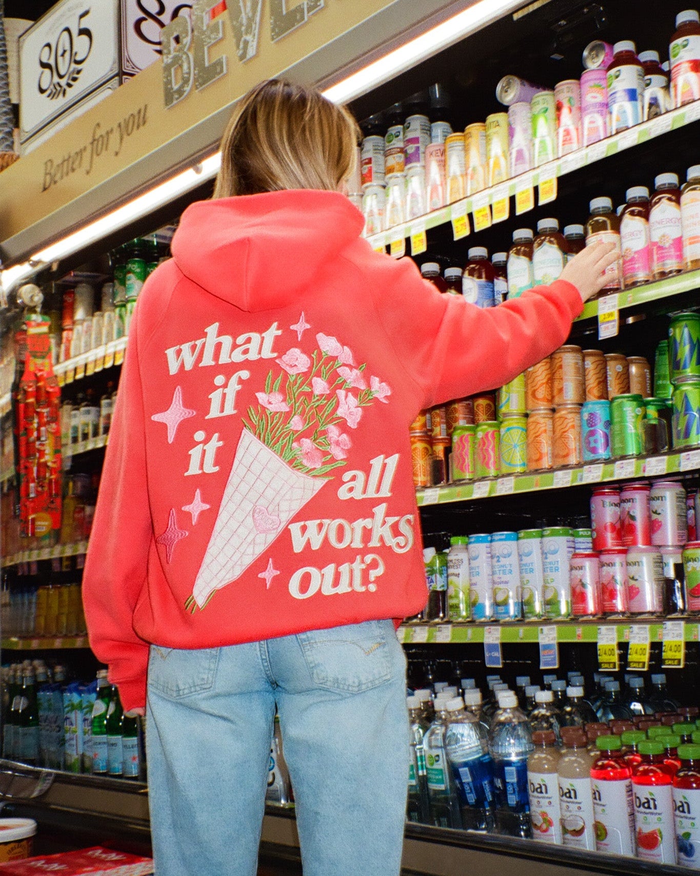 "What If" Oversized Lux Hoodie in Red