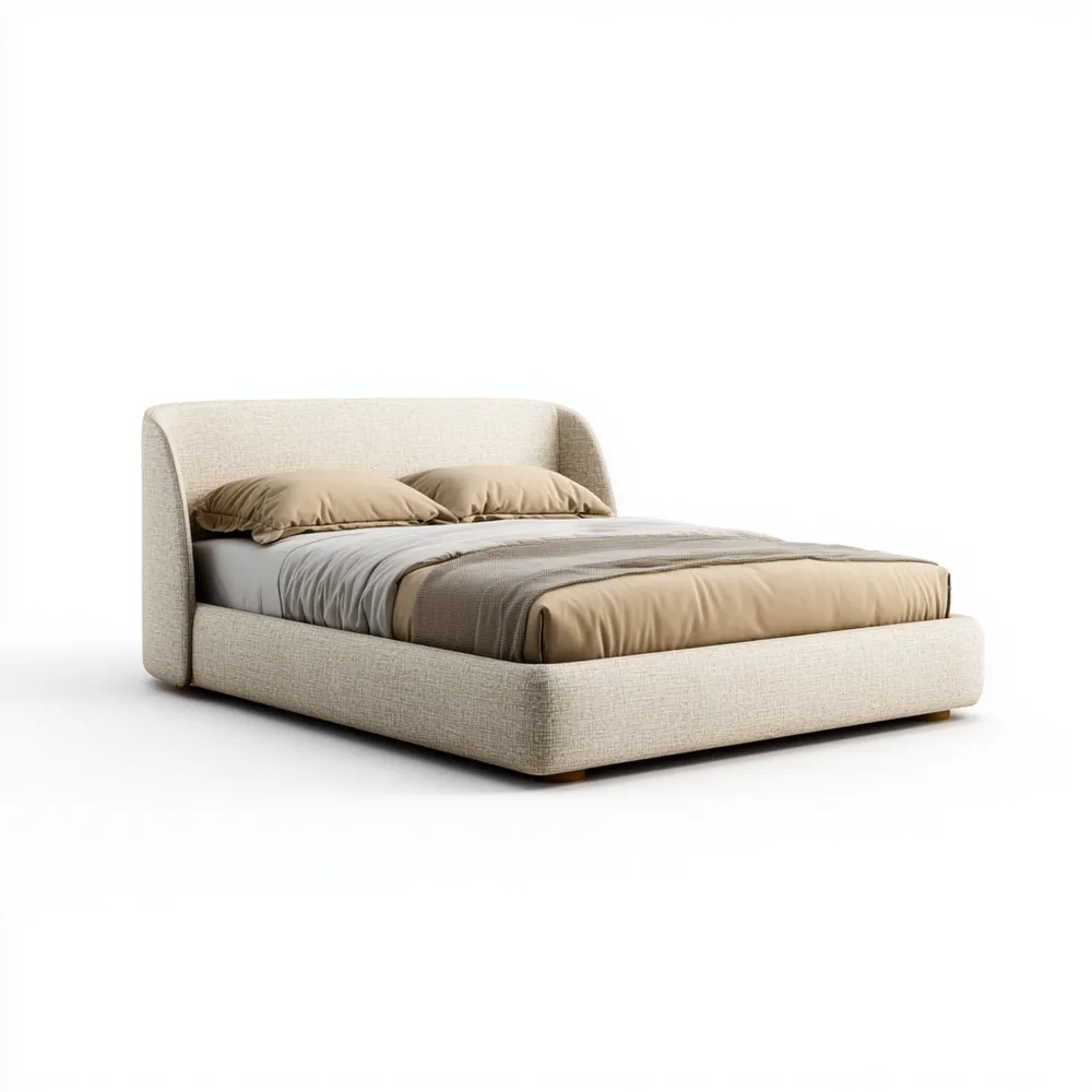 Leinen Polsterbett 180x200 cm - Creme