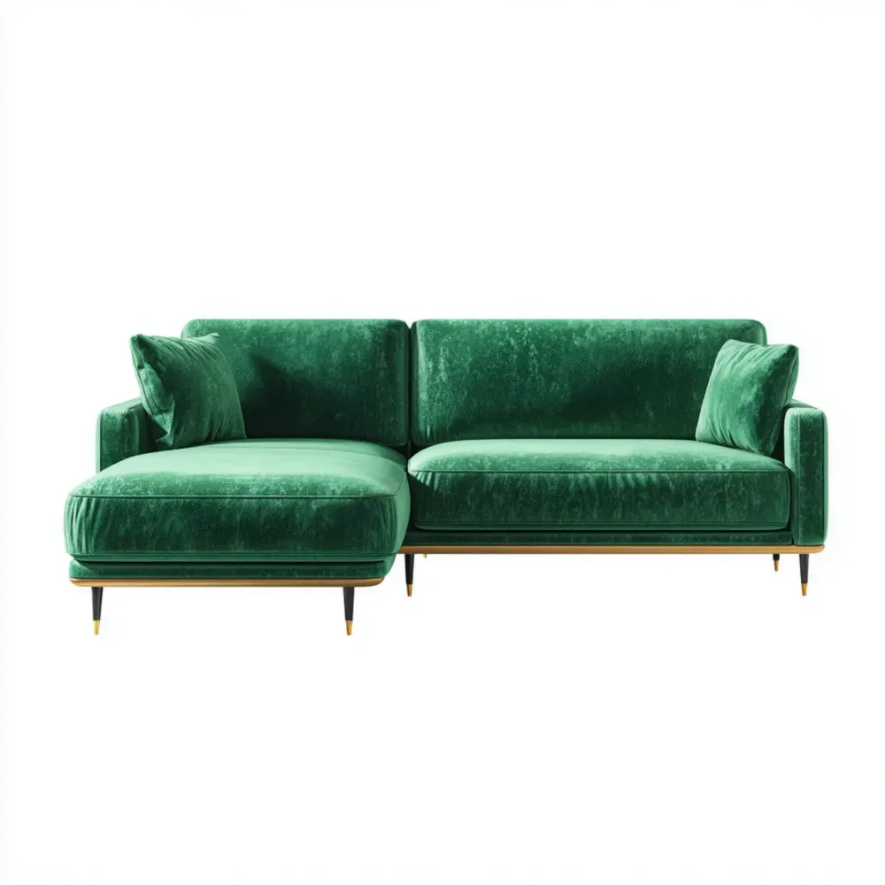 Ecksofa Samtbezug 250x85x160 cm Grün