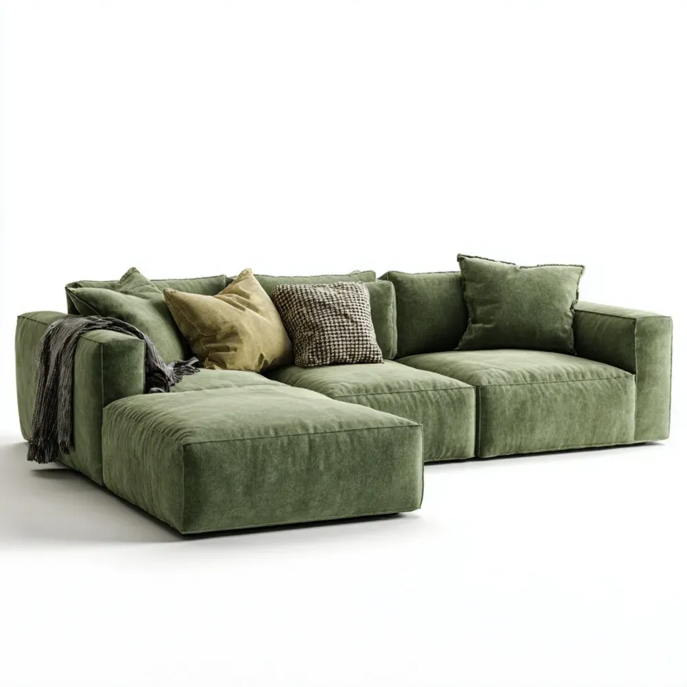 Ecksofa Baumwollstoff Grün