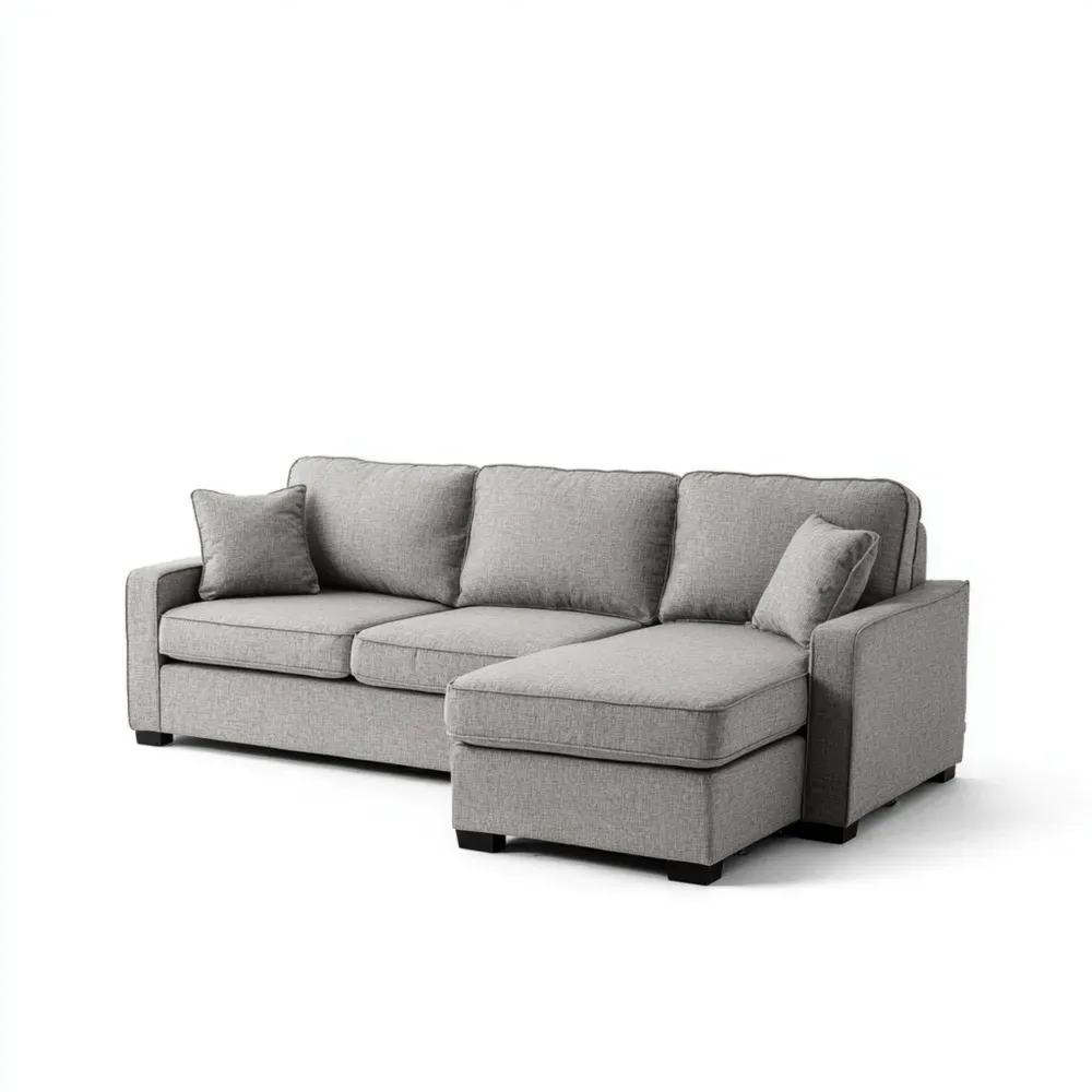 Ecksofa Stoff Hellgrau