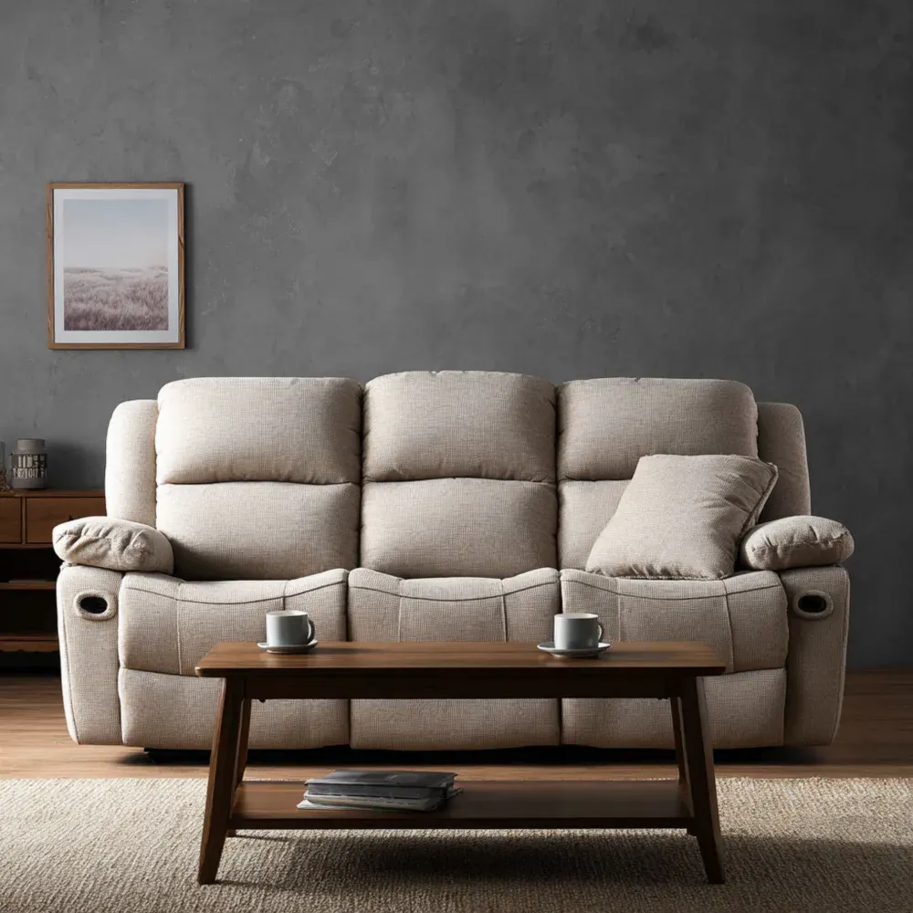 Sofa Stoff Dreisitzer Beige