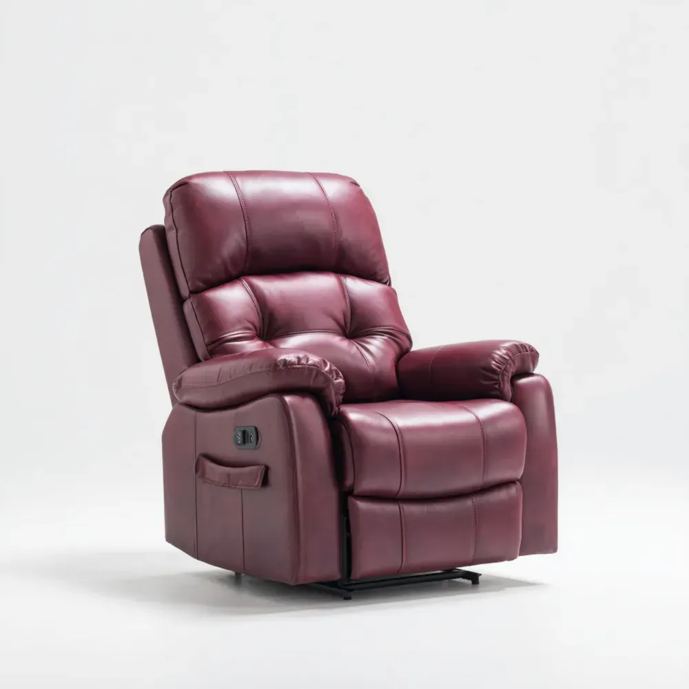 Relaxsessel Echtleder 95x85x105 cm - Weinrot - Verstellbar