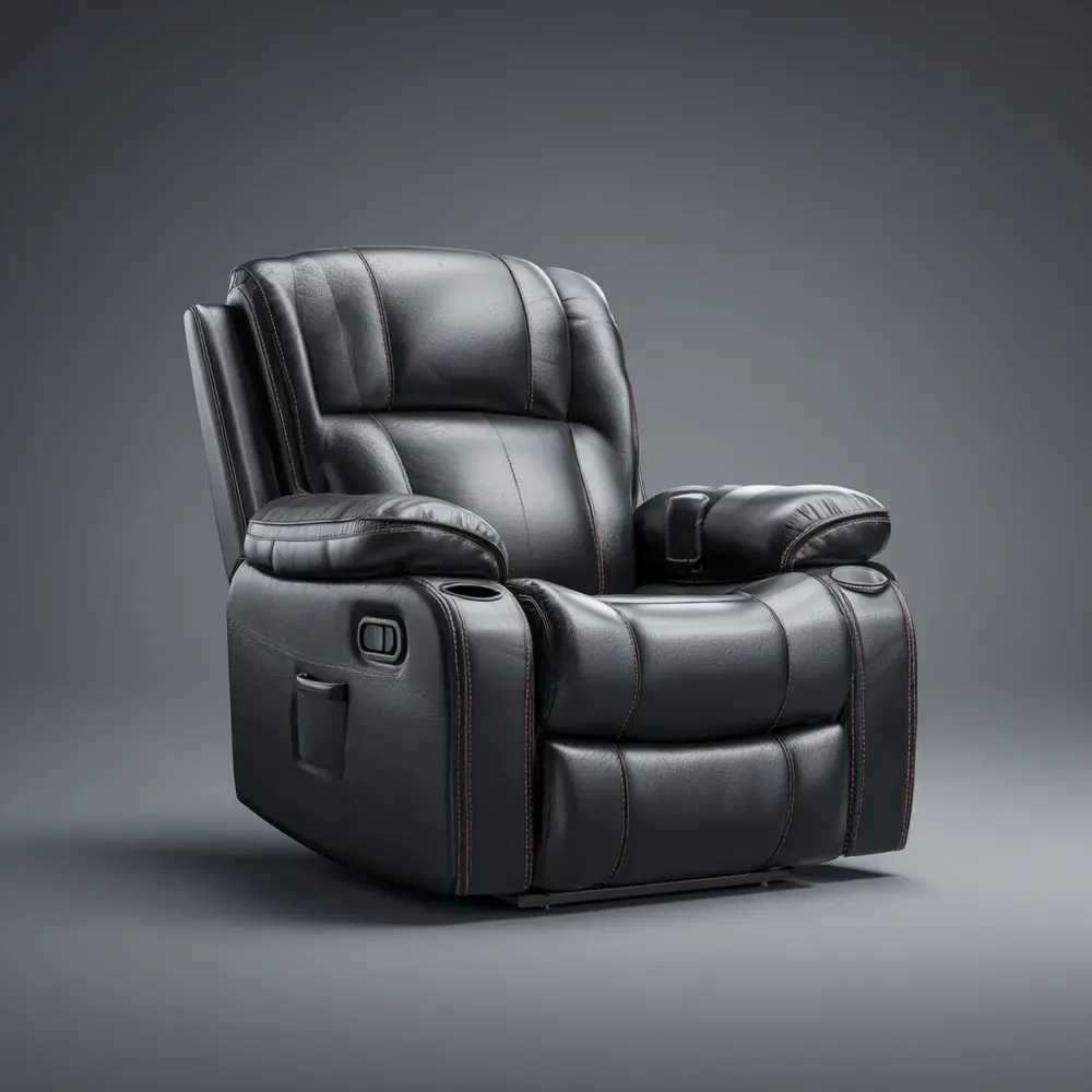 Liegesessel Leder Schwarz - Relaxsessel 85x90x100 cm