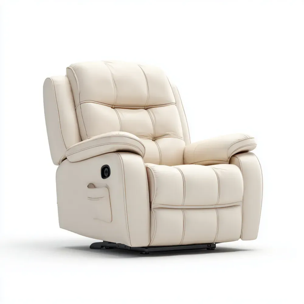 Liegesessel Echtleder Beige – 85x90x100 cm