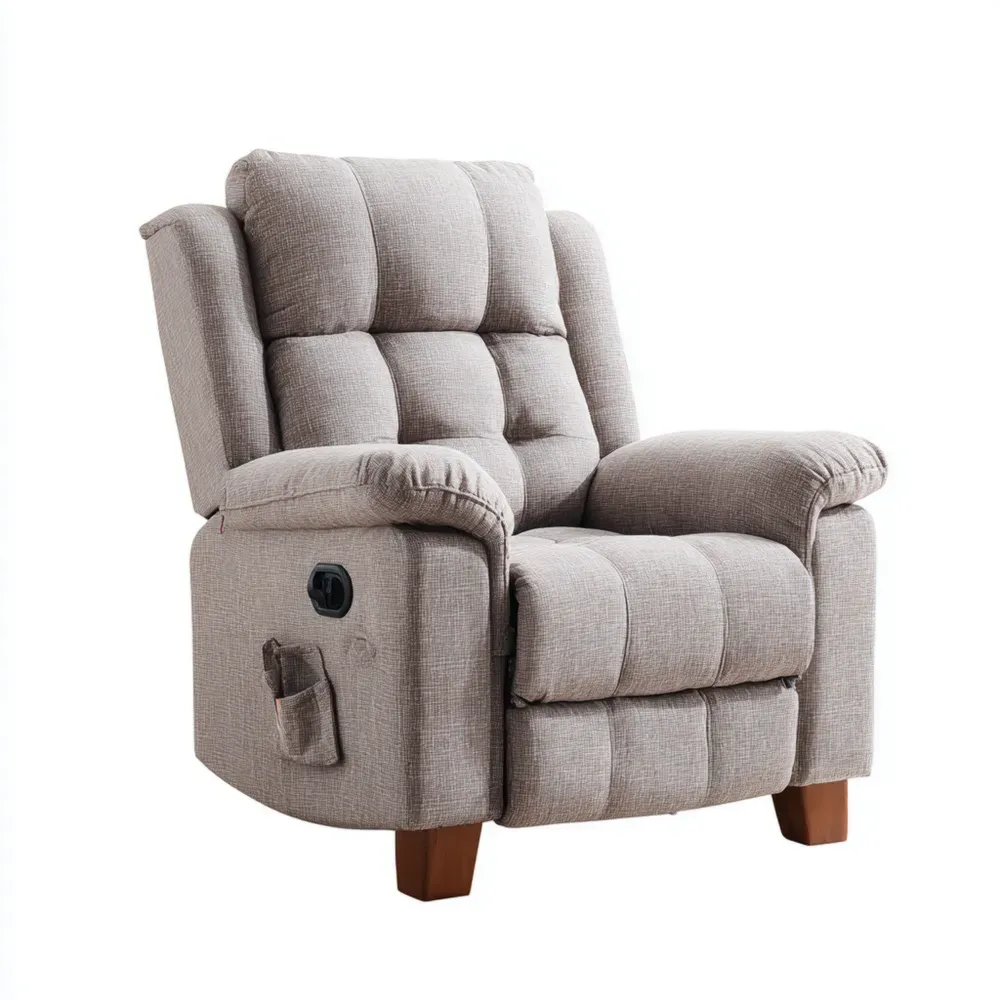 Relaxsessel Leinen Beige mit Verstellbarer Rückenlehne