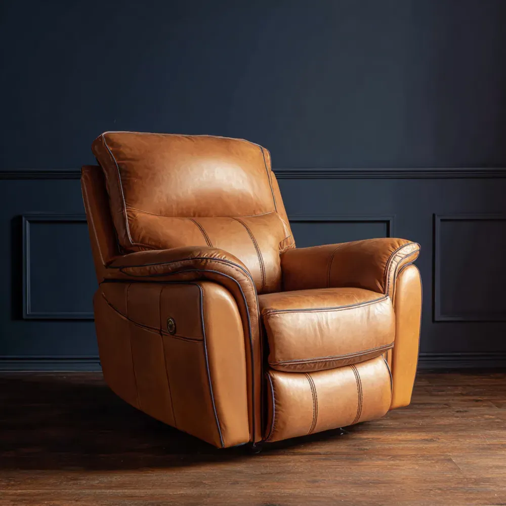 Anilinleder Liegesessel 95x100x105 cm - Braun