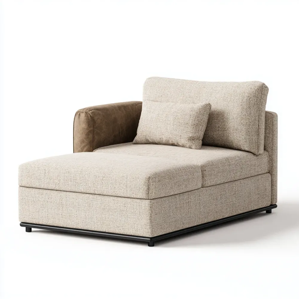 Chaiselongue Leinenmischung 150x85x75 cm – Beige/Braun