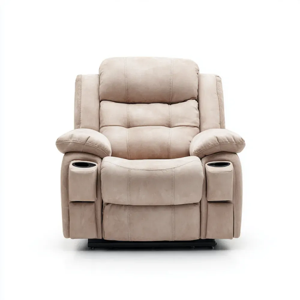 Relaxsessel mit Mikrofaserpolsterung Beige und Getränkehalter