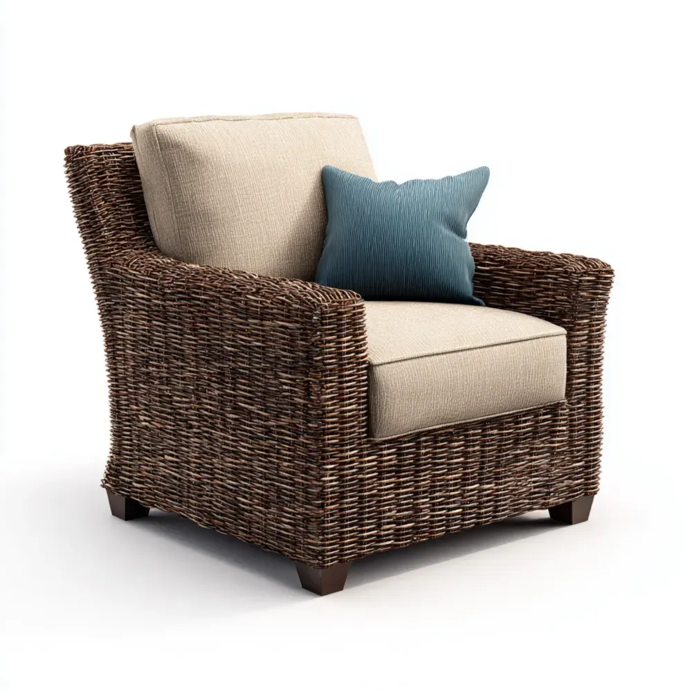 Garten Lounge Sessel Kunstfaser-Rattanoptik Beige