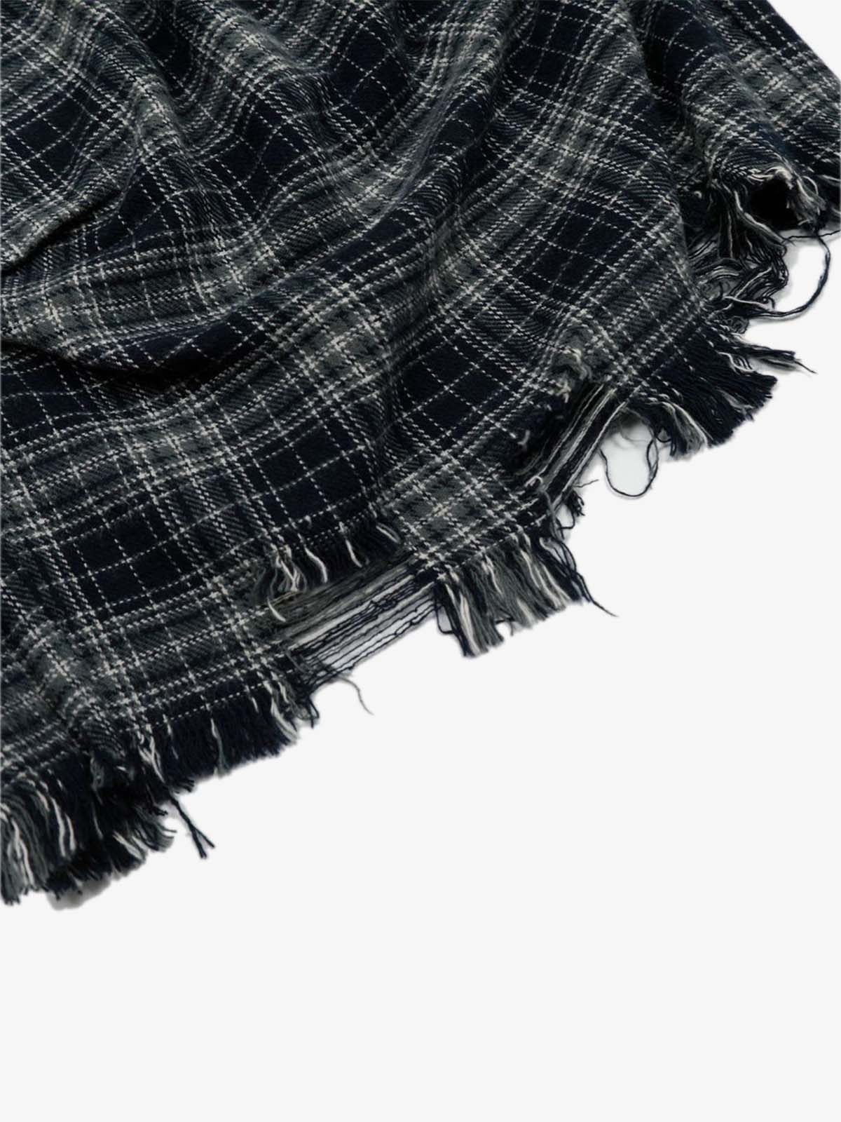 Plaid Linen-Blend Distressed Cargo Cropped Pants