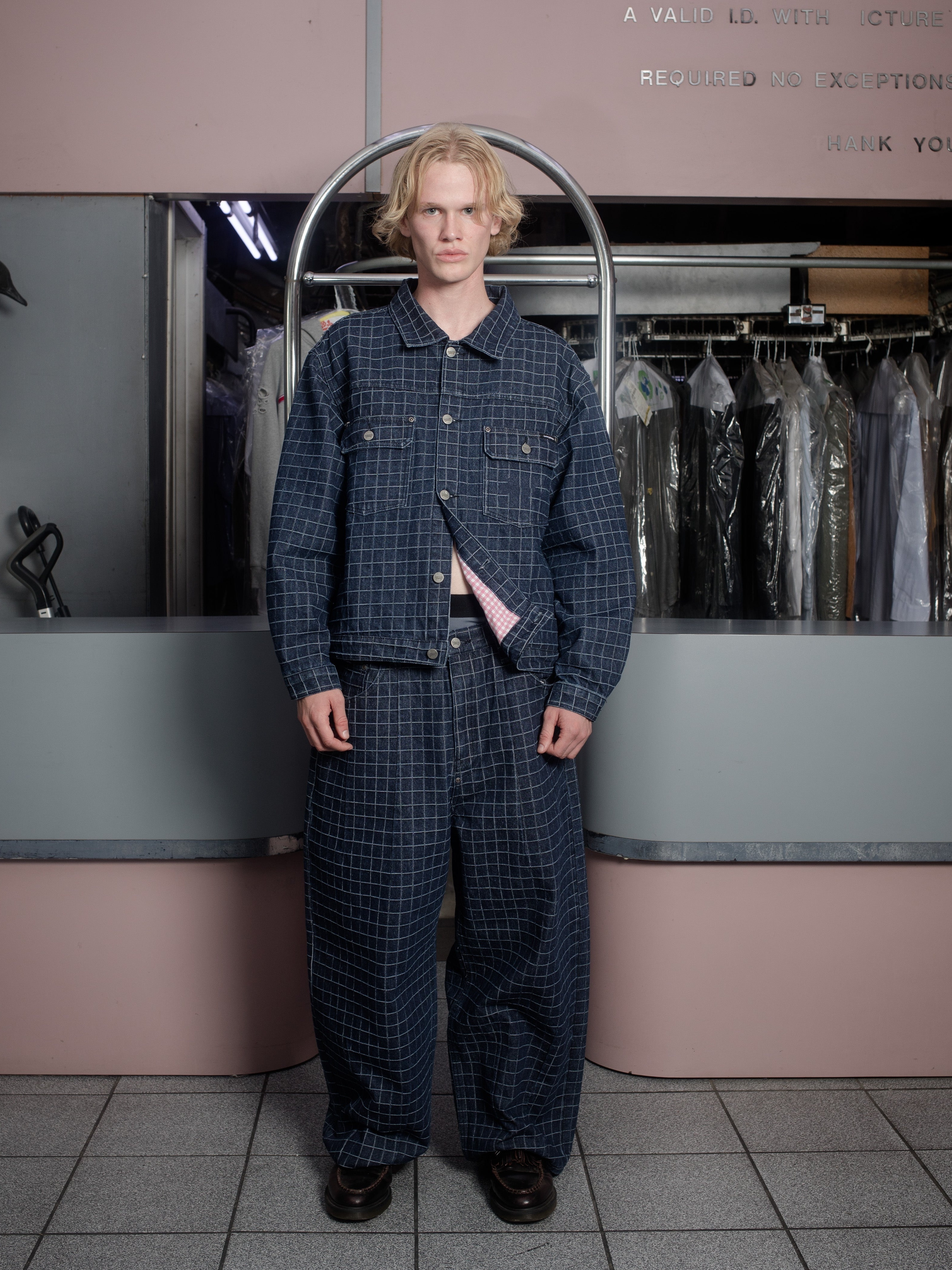 UNIQUE PLAID DENIM JACKET