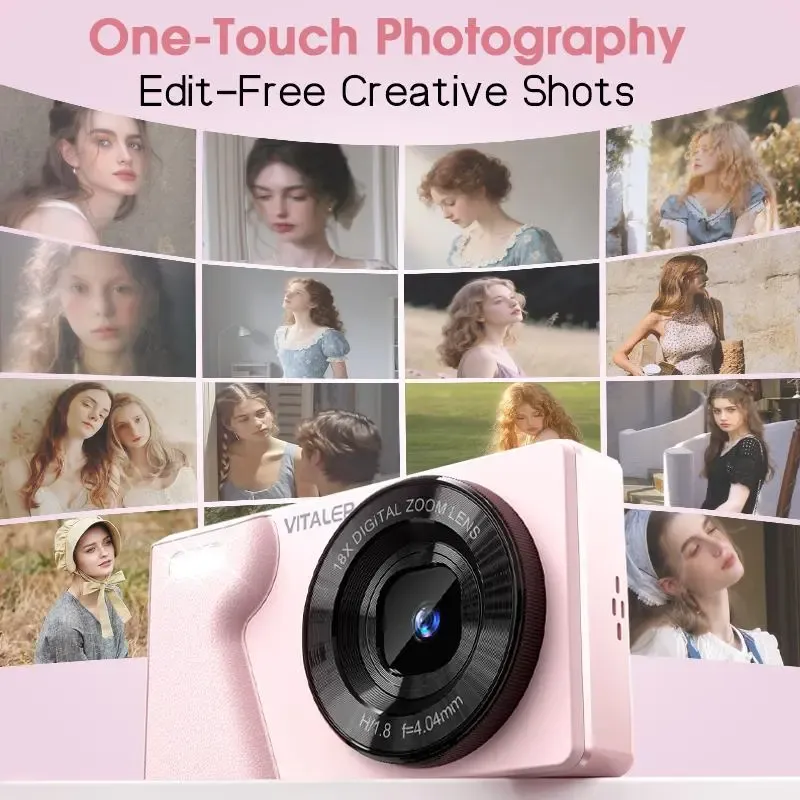 Dual-Camera Digital Camera with Front & Rear Lenses, Beauty Filter, Easy Auto Shooting, Portable Camera with Memory Card Included, OTG Support, Ideal Gift for Teens & Beginners