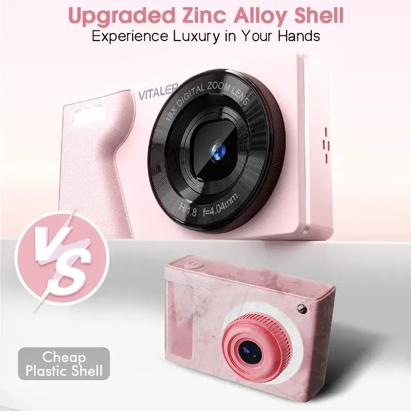 Dual-Camera Digital Camera with Front & Rear Lenses, Beauty Filter, Easy Auto Shooting, Portable Camera with Memory Card Included, OTG Support, Ideal Gift for Teens & Beginners
