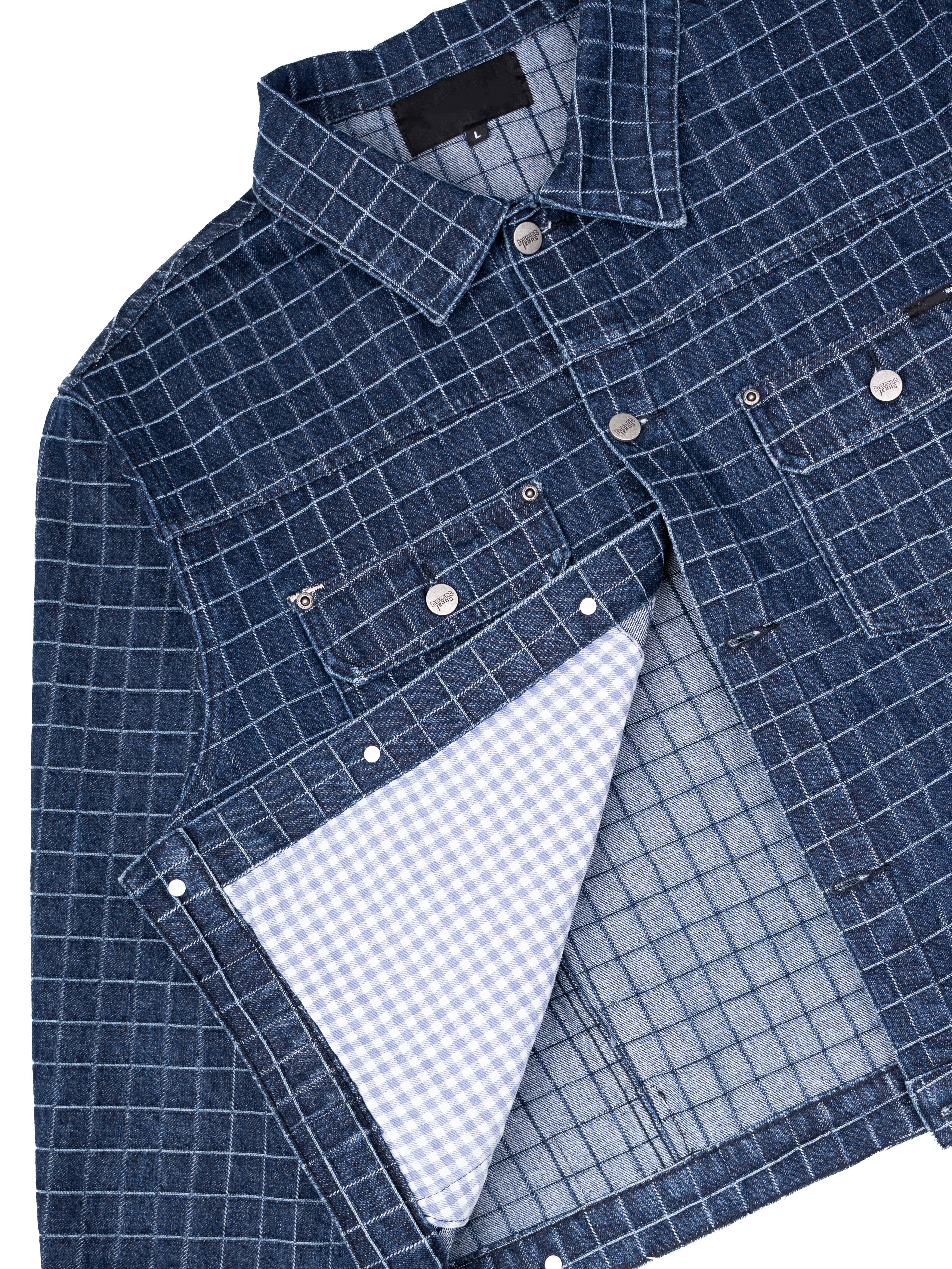 UNIQUE PLAID DENIM JACKET