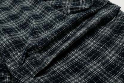 Plaid Linen-Blend Distressed Cargo Cropped Pants