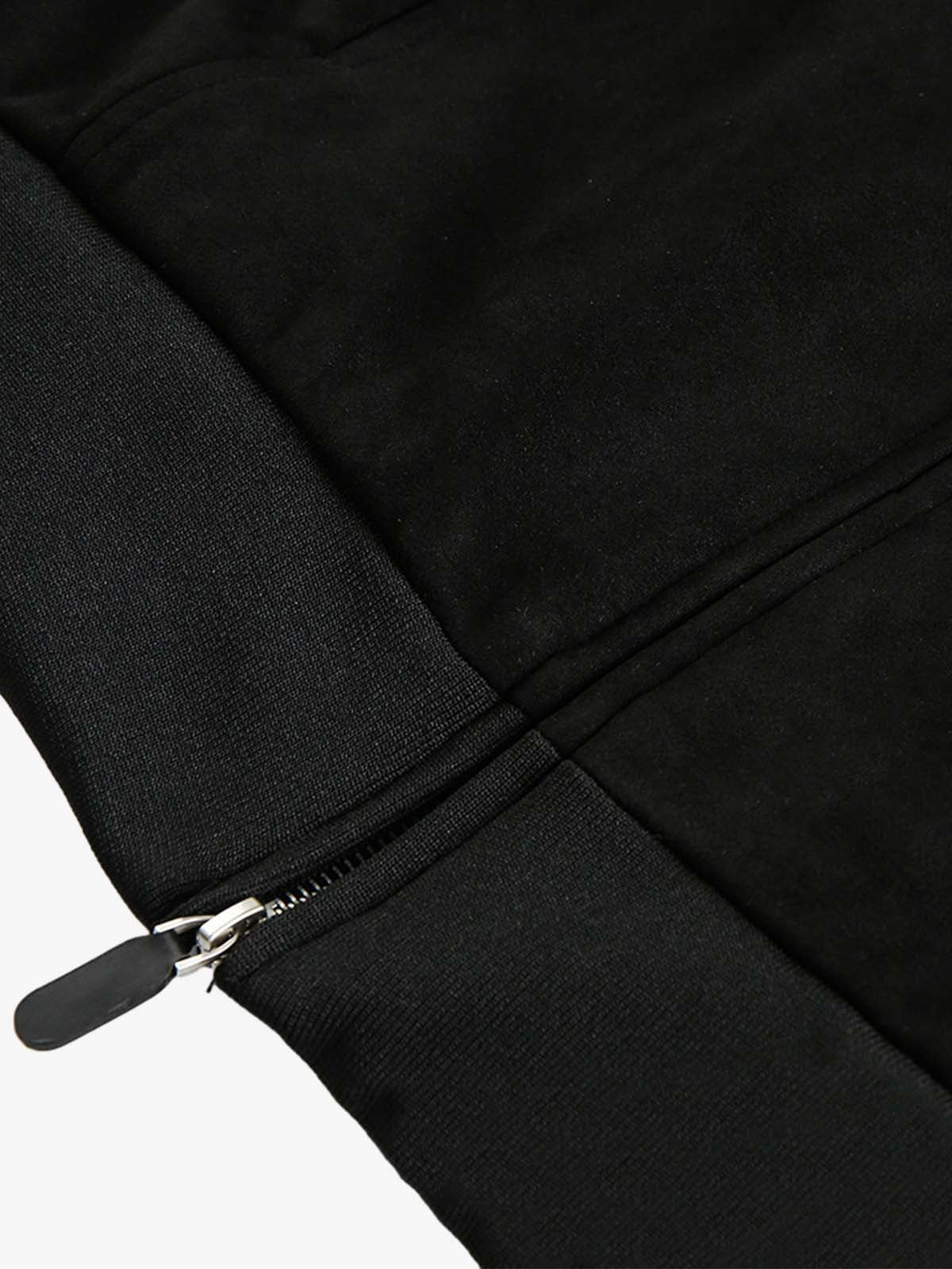 Suede Leopard-Trimmed Paneled Bomber Jacket