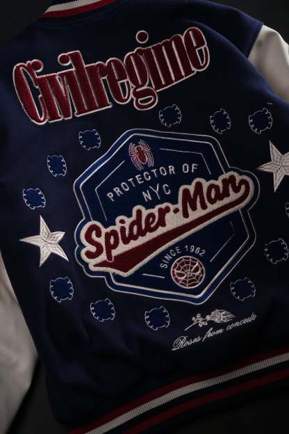 Protector Of NYC Letterman Jacket in Navy/Butter