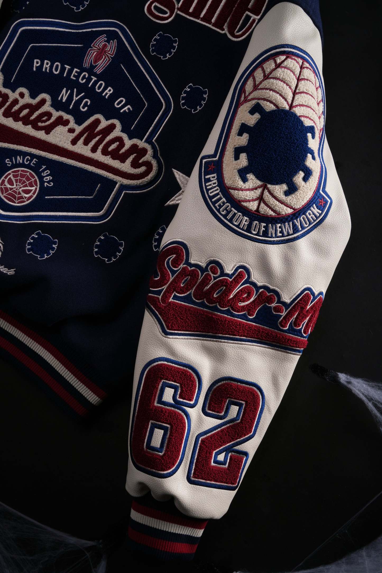 Protector Of NYC Letterman Jacket in Navy/Butter
