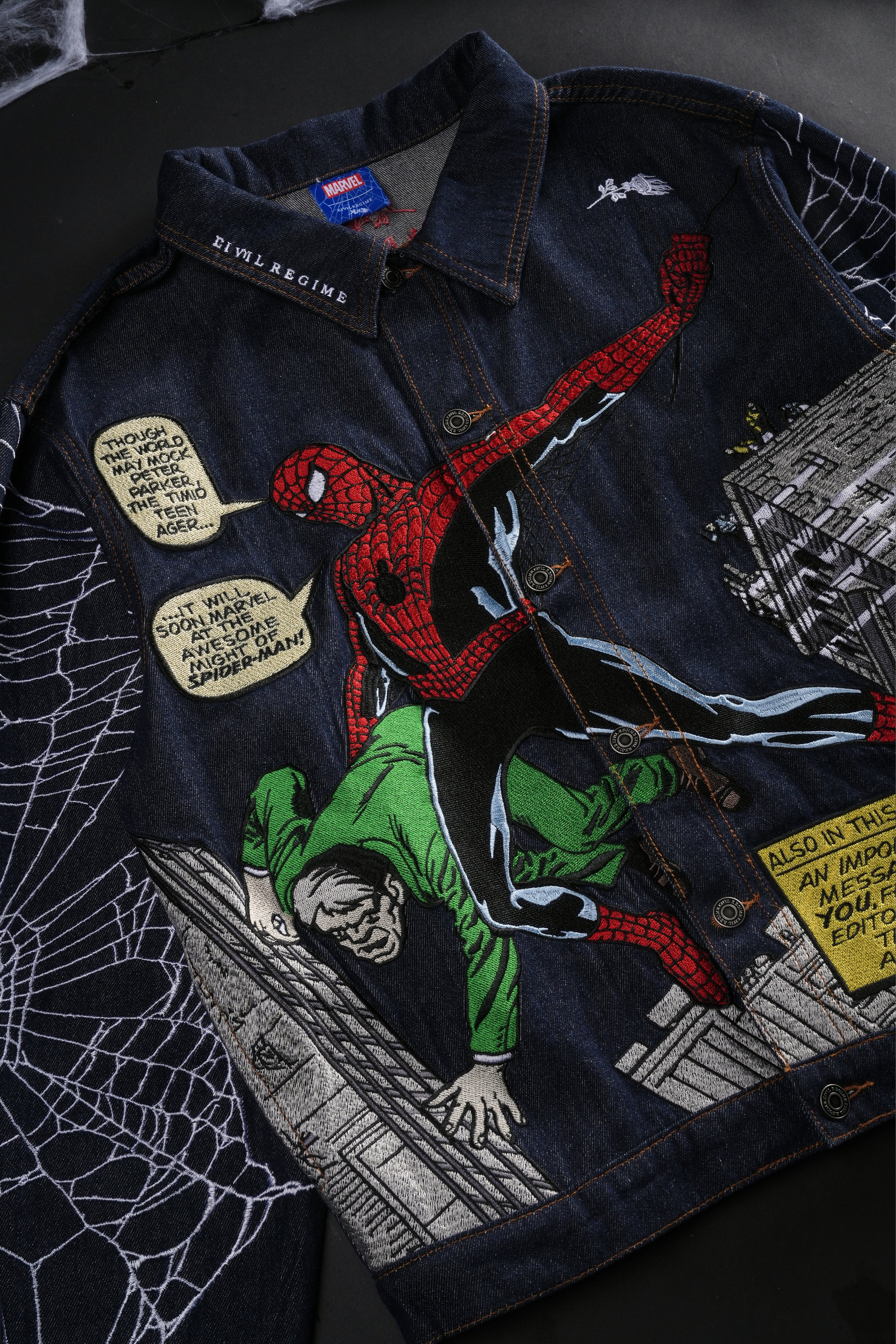 Webs From Concrete Raw Denim Jacket in Denim Blue