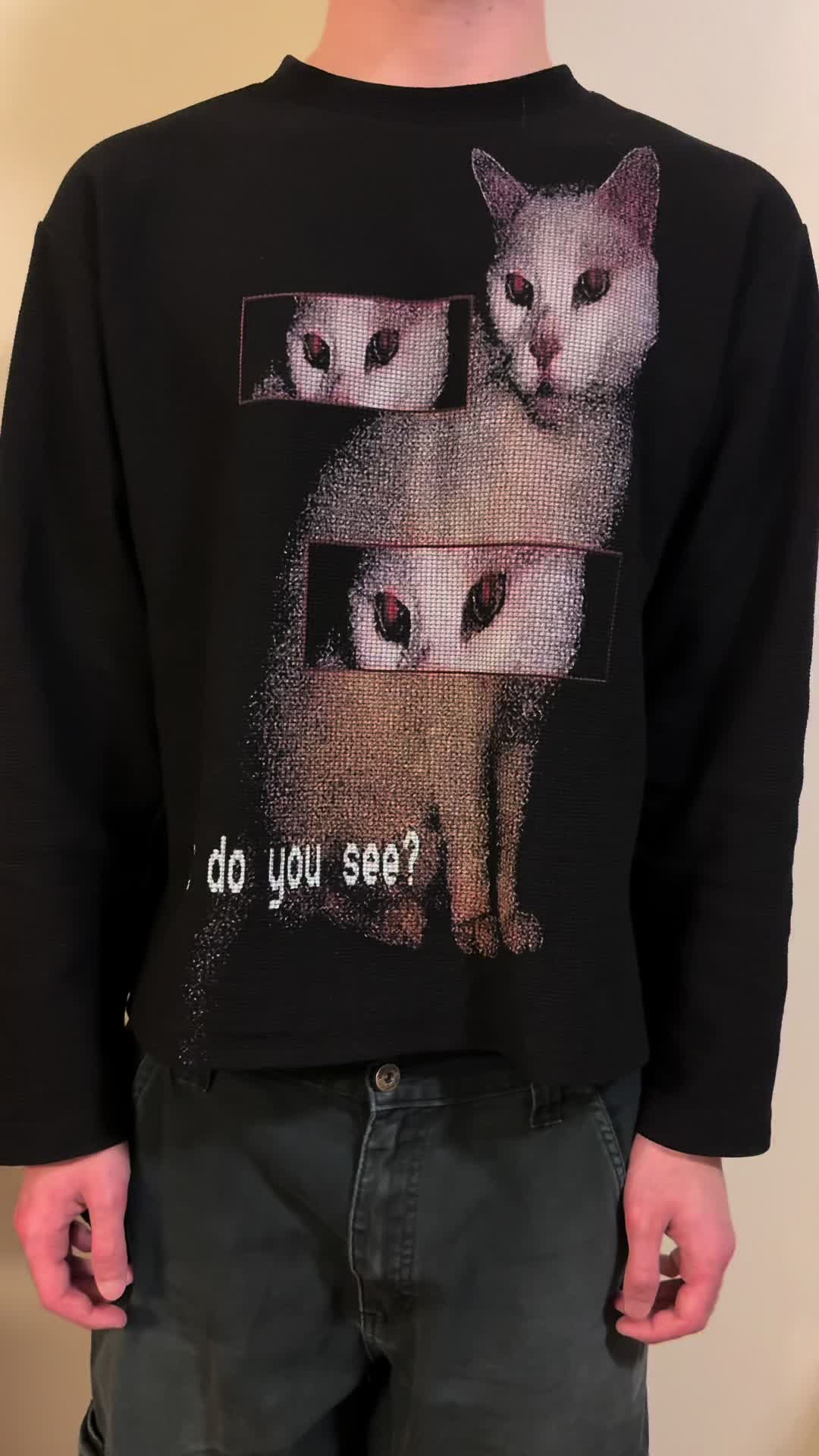 "EVIL CAT" WAFFLE LONG SLEEVE