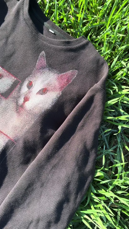 "EVIL CAT" WAFFLE LONG SLEEVE