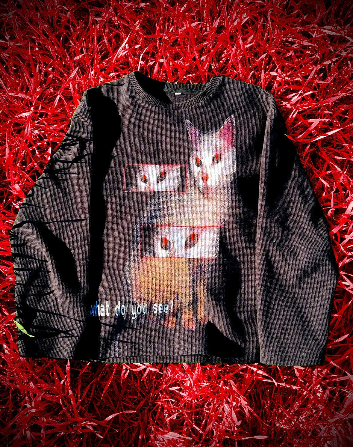"EVIL CAT" WAFFLE LONG SLEEVE