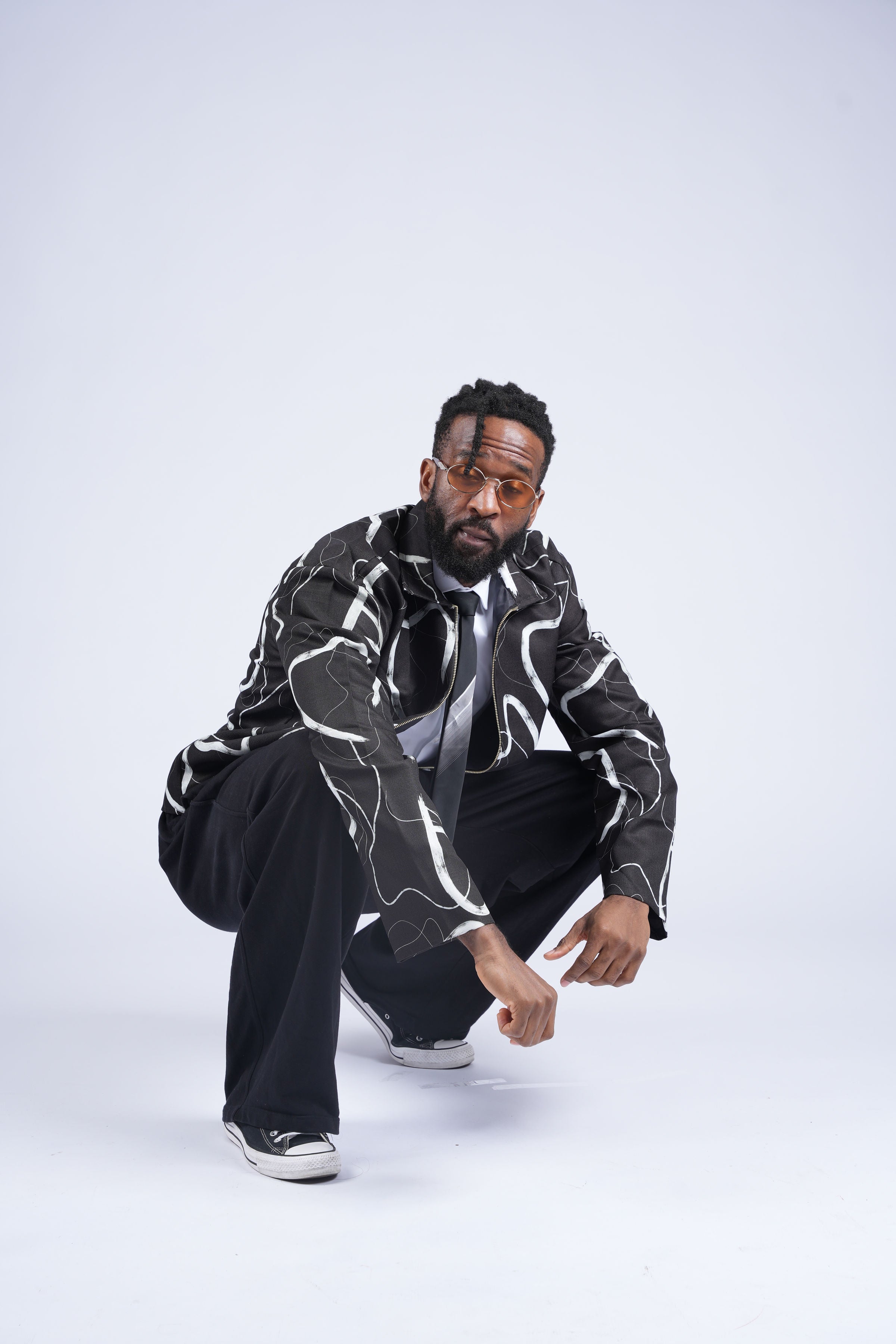 Ankara Monochrome Expression Zip Jacket