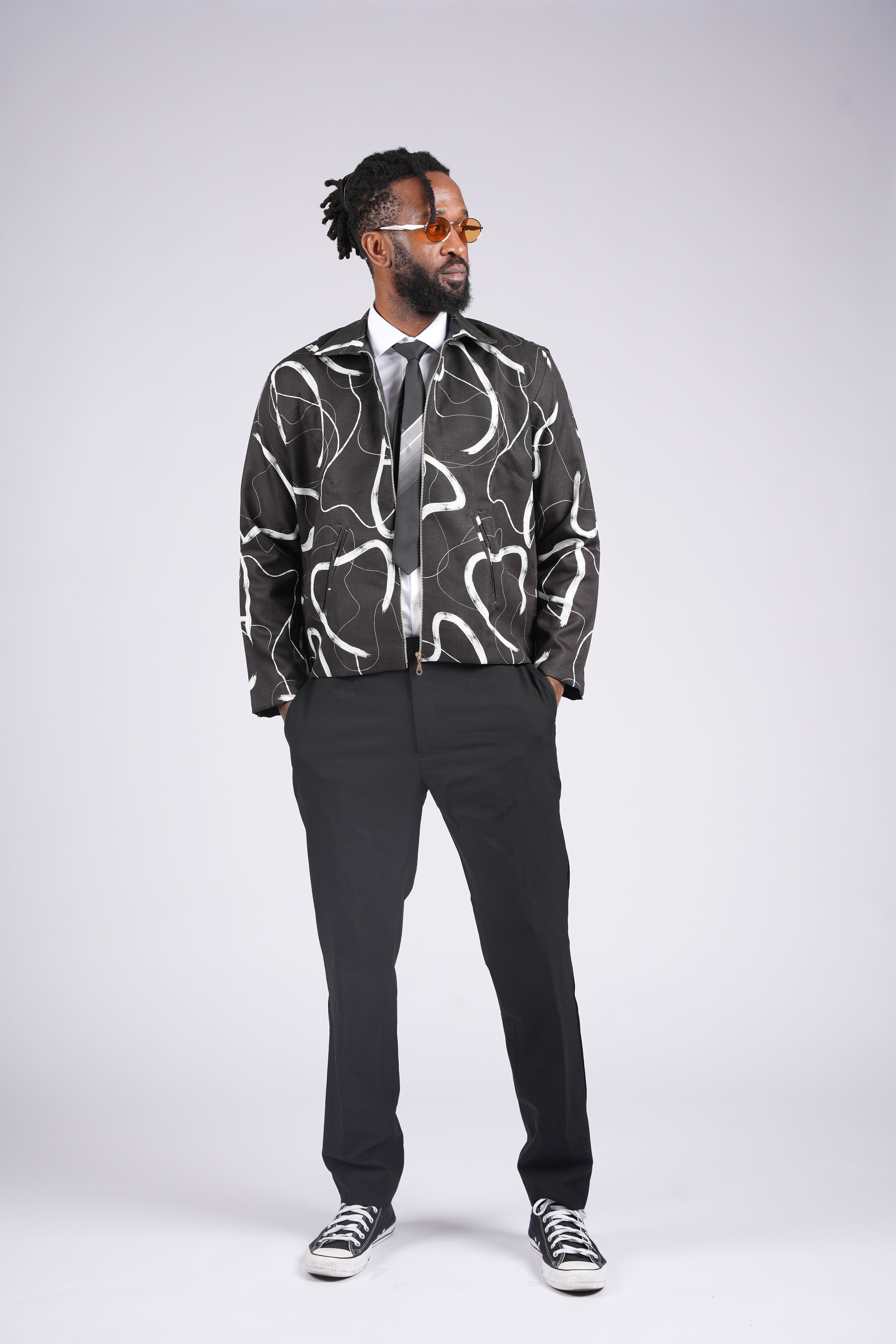 Ankara Monochrome Expression Zip Jacket