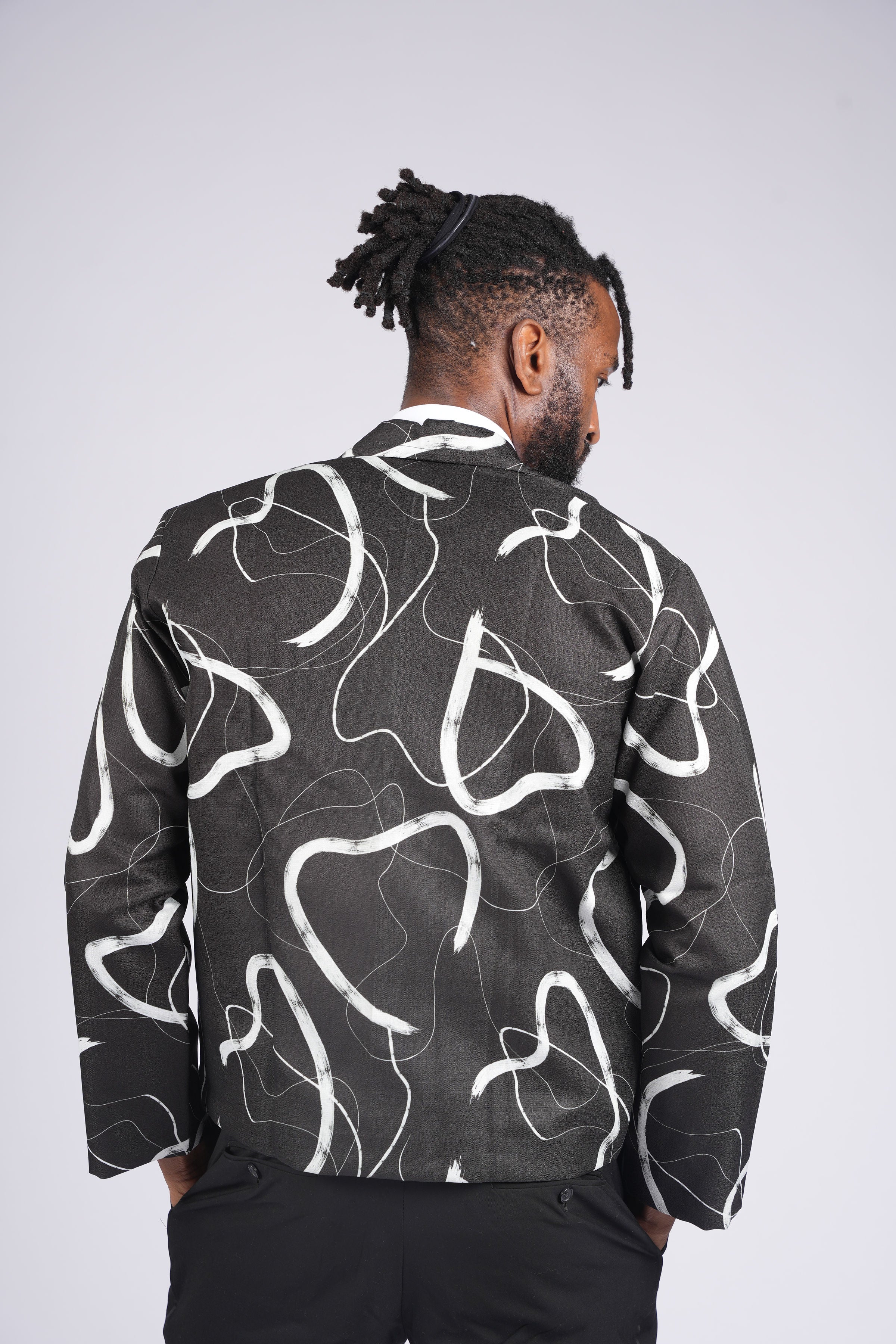 Ankara Monochrome Expression Zip Jacket