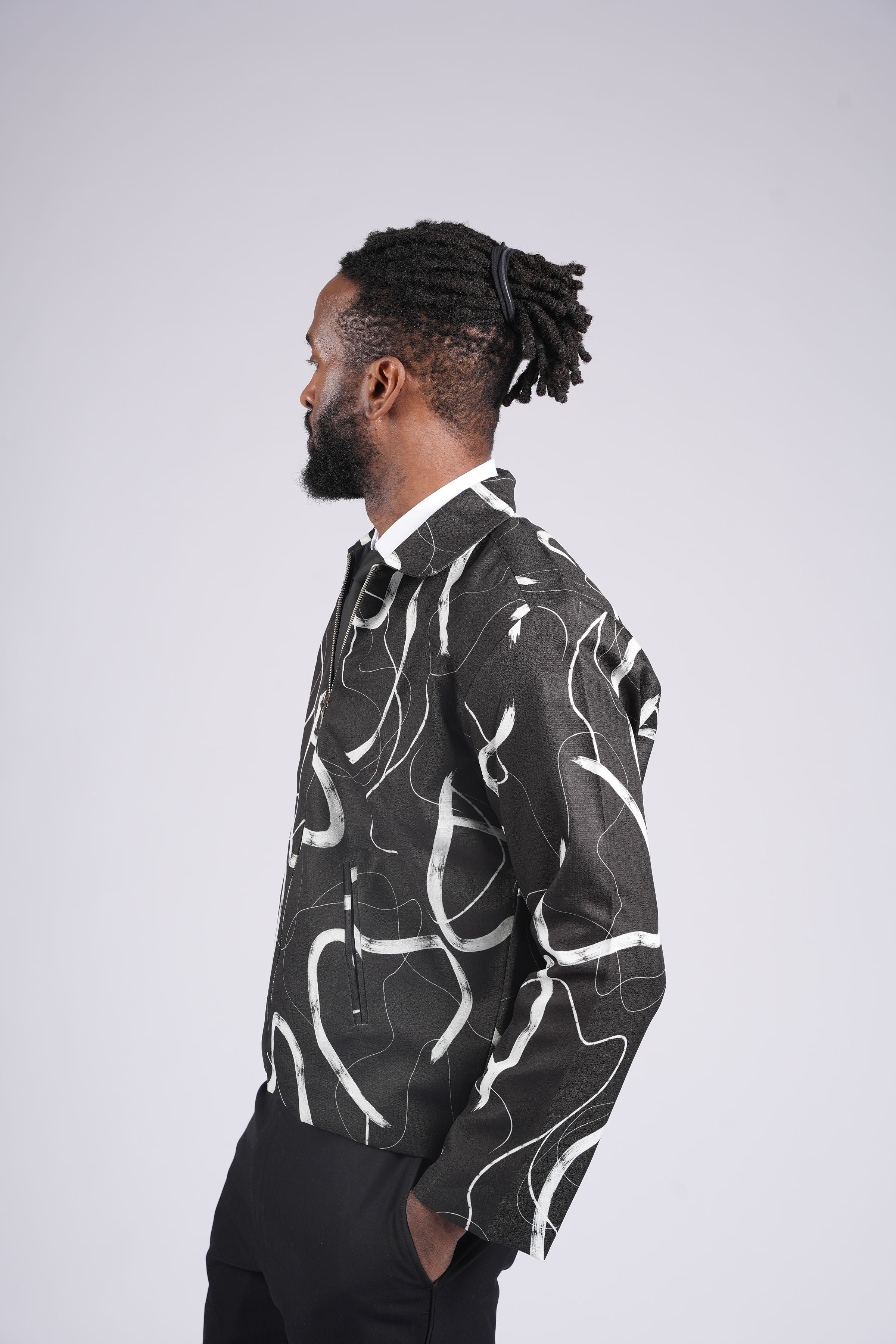 Ankara Monochrome Expression Zip Jacket